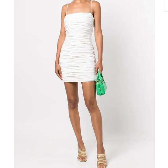 CINQ À SEPT Vance Ruched Mini Dress - White